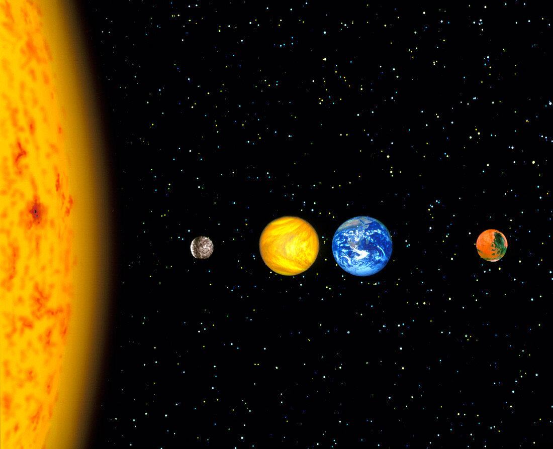 Artwork of the planets of the inner solar system