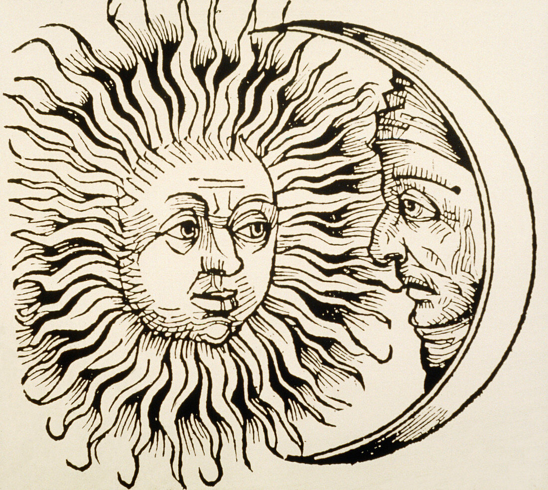 Sun and moon,historical art