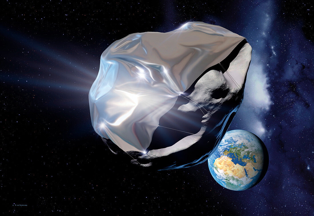 Asteroid deflection,reflective wrapping