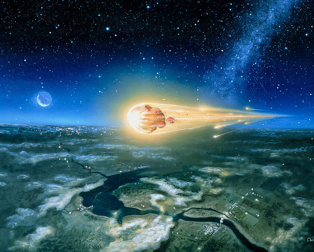 Artwork of meteor entering Earth's atmosphere