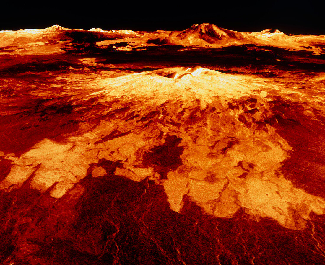False-colour 3D view of Sapas Mons,Venus