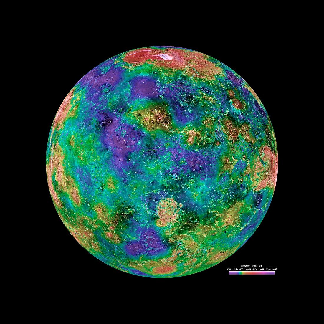 Venus radar map,0 degrees east