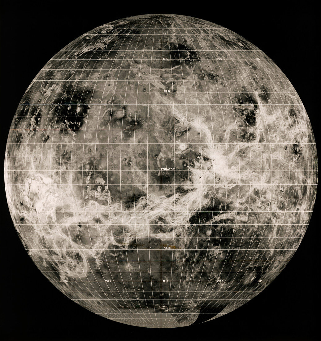Magellan mosaic of Venus hemisphere,180 longitude