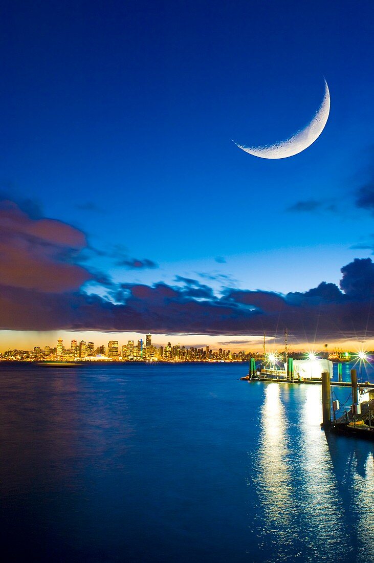 Crescent Moon over Vancouver