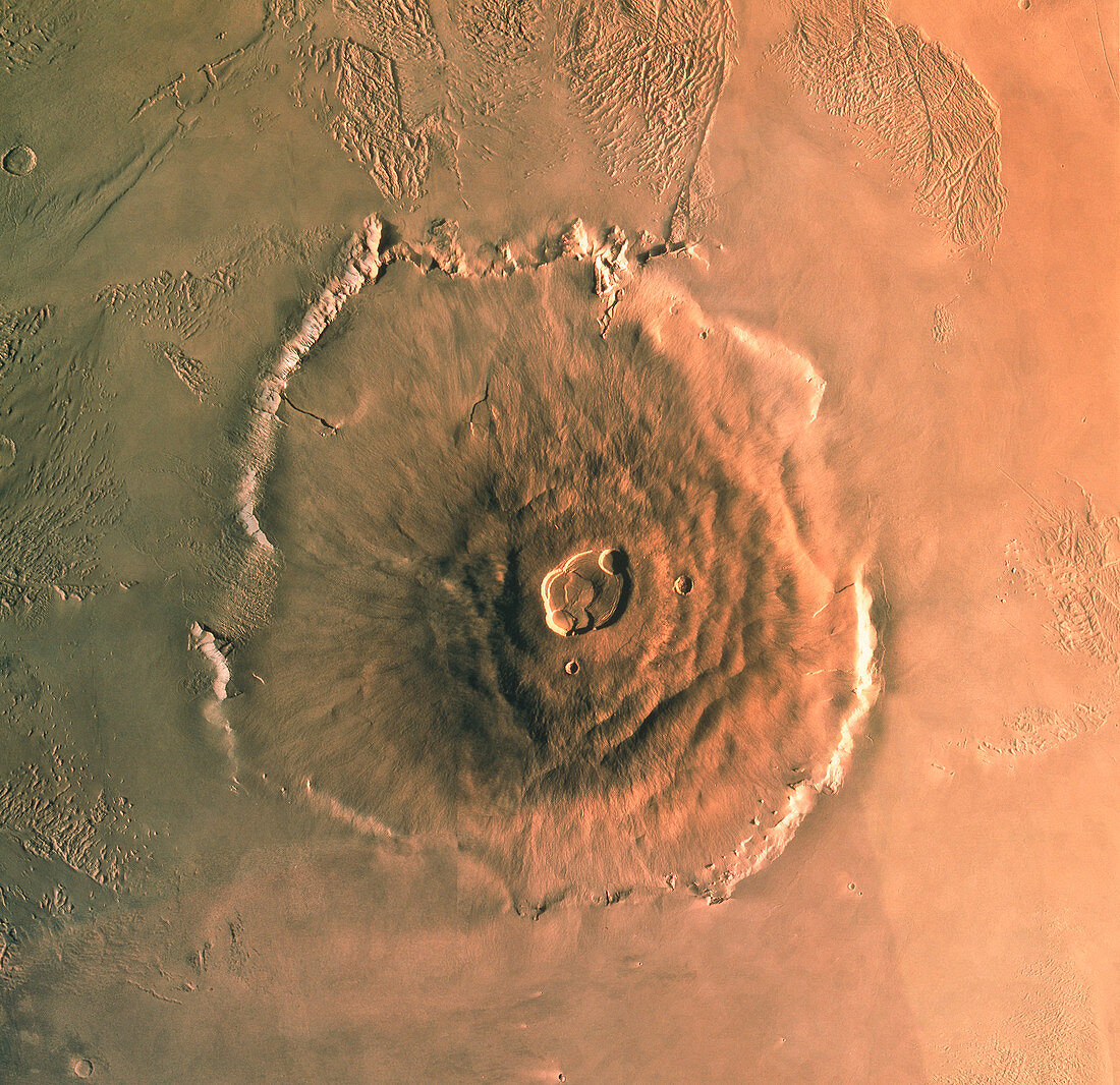 Computer-enhanced image of Olympus Mons,