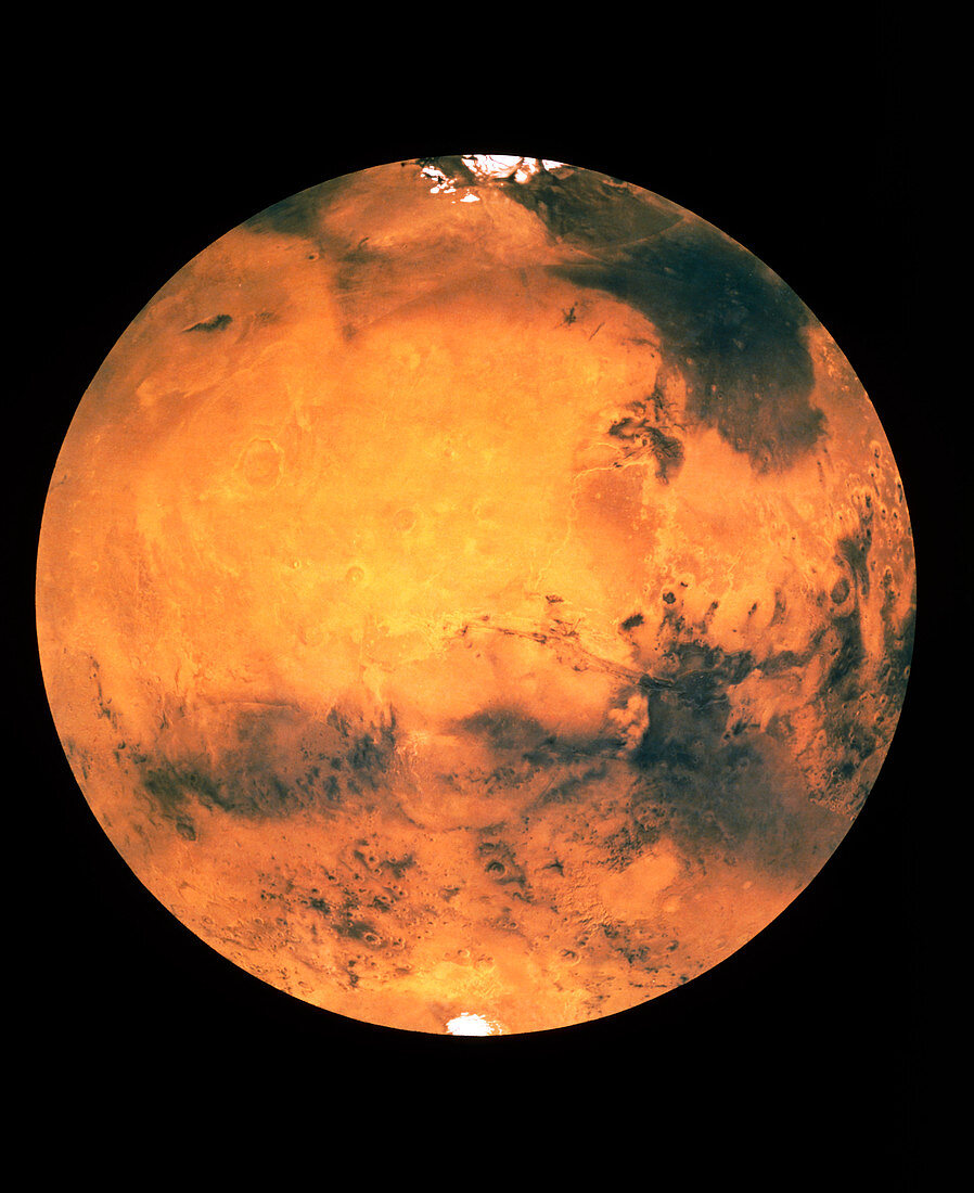 Mosaic of images showing one of Mars hemispheres
