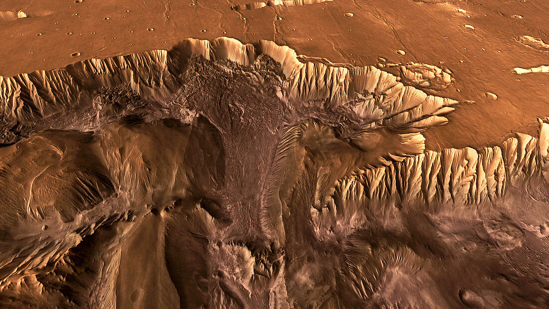 Martian canyon rim,3D image