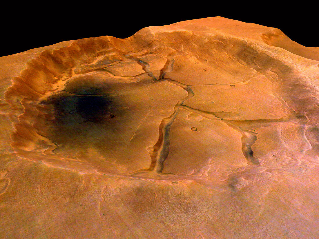 Fractured crater,Mars