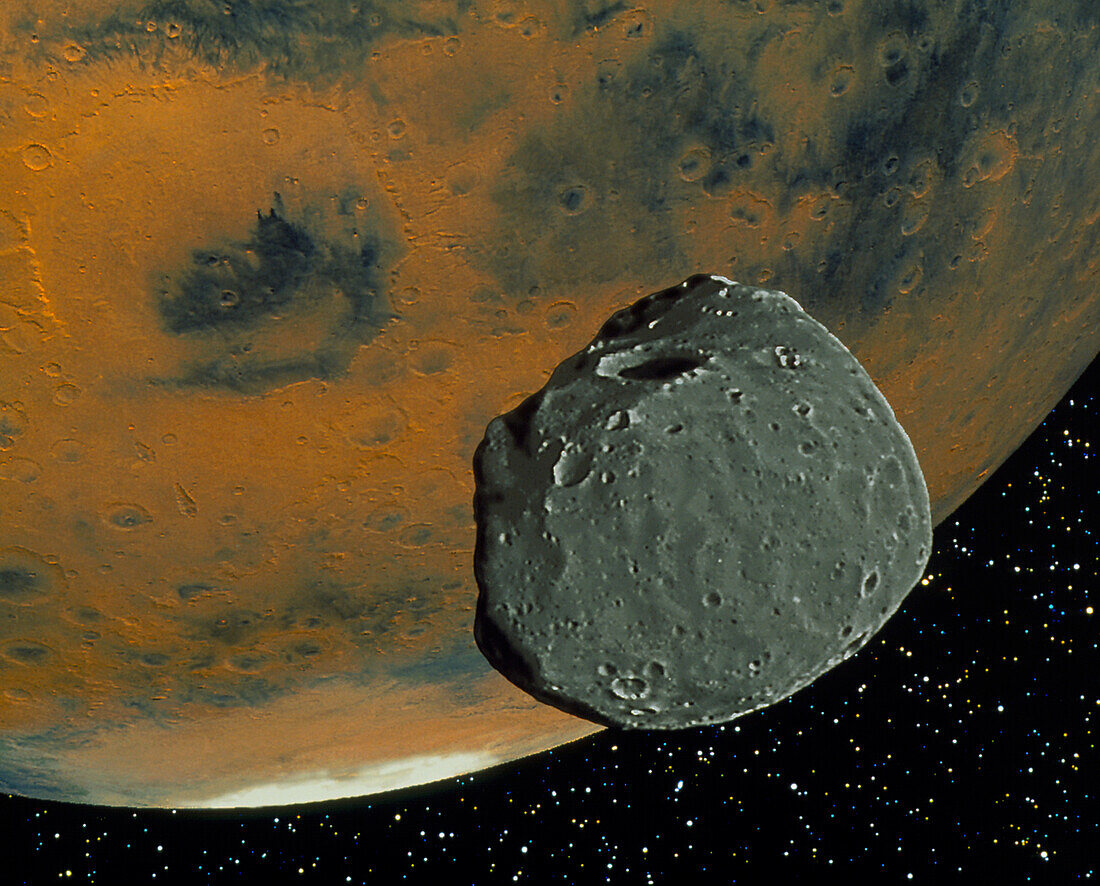 Composite image of Phobos and Mars