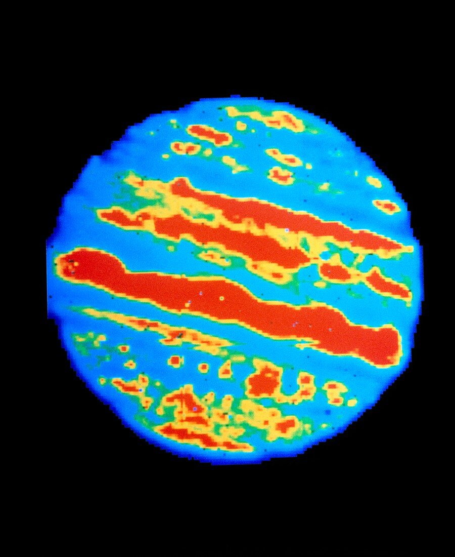 IR image of Jupiter showing cloud banding