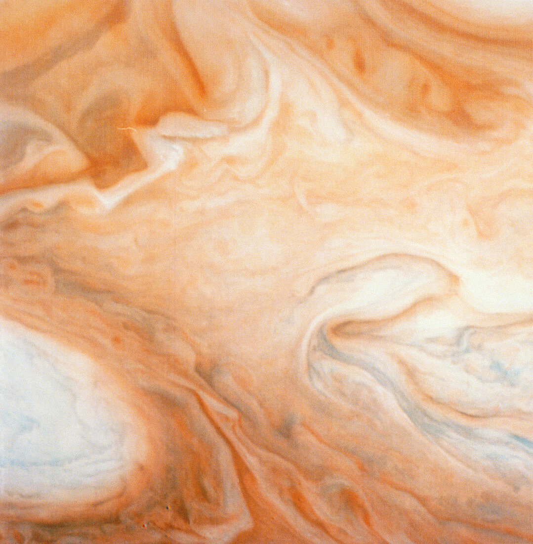 Voyager 1 image of cloud patterns on Jupiter