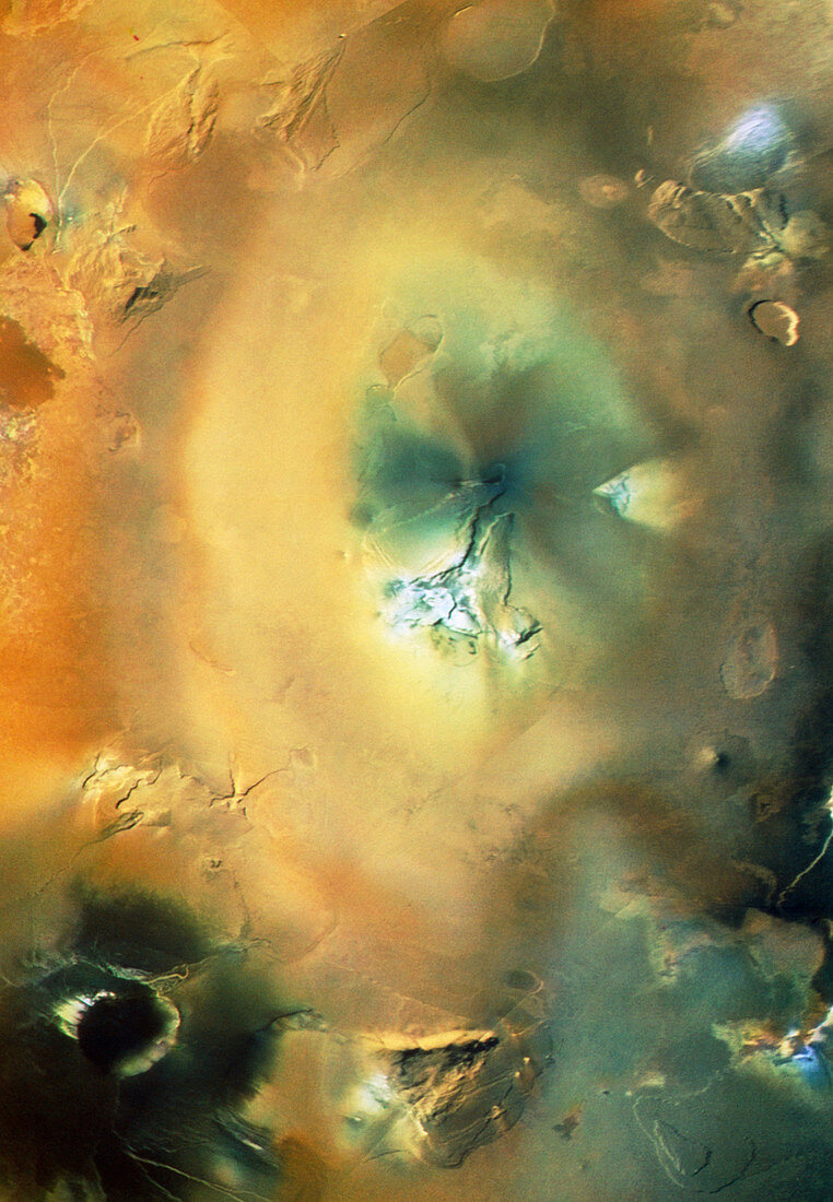 Enhanced natural col. image of Io's volcano,Pele