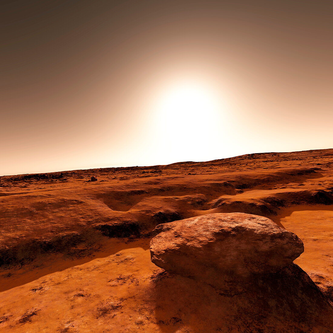 Martian landscape and Sun,artwork