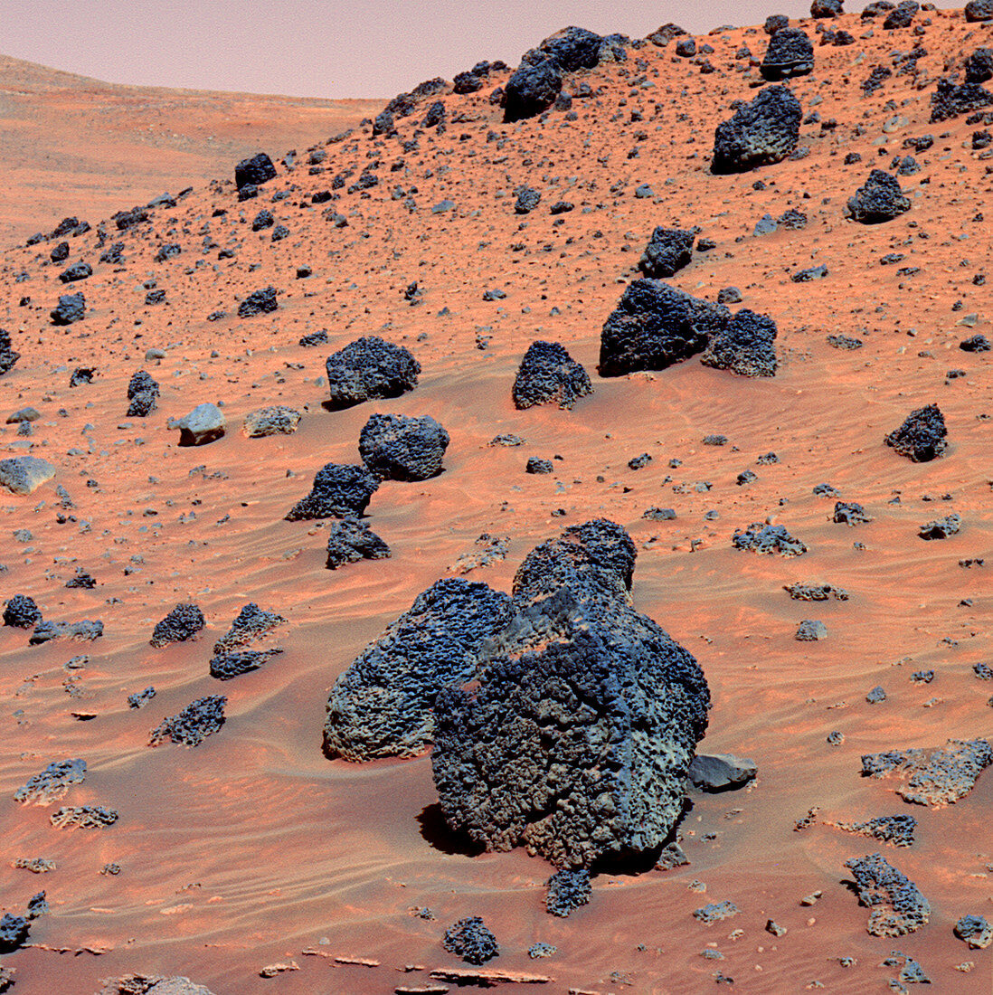 Martian rocks,false-colour image