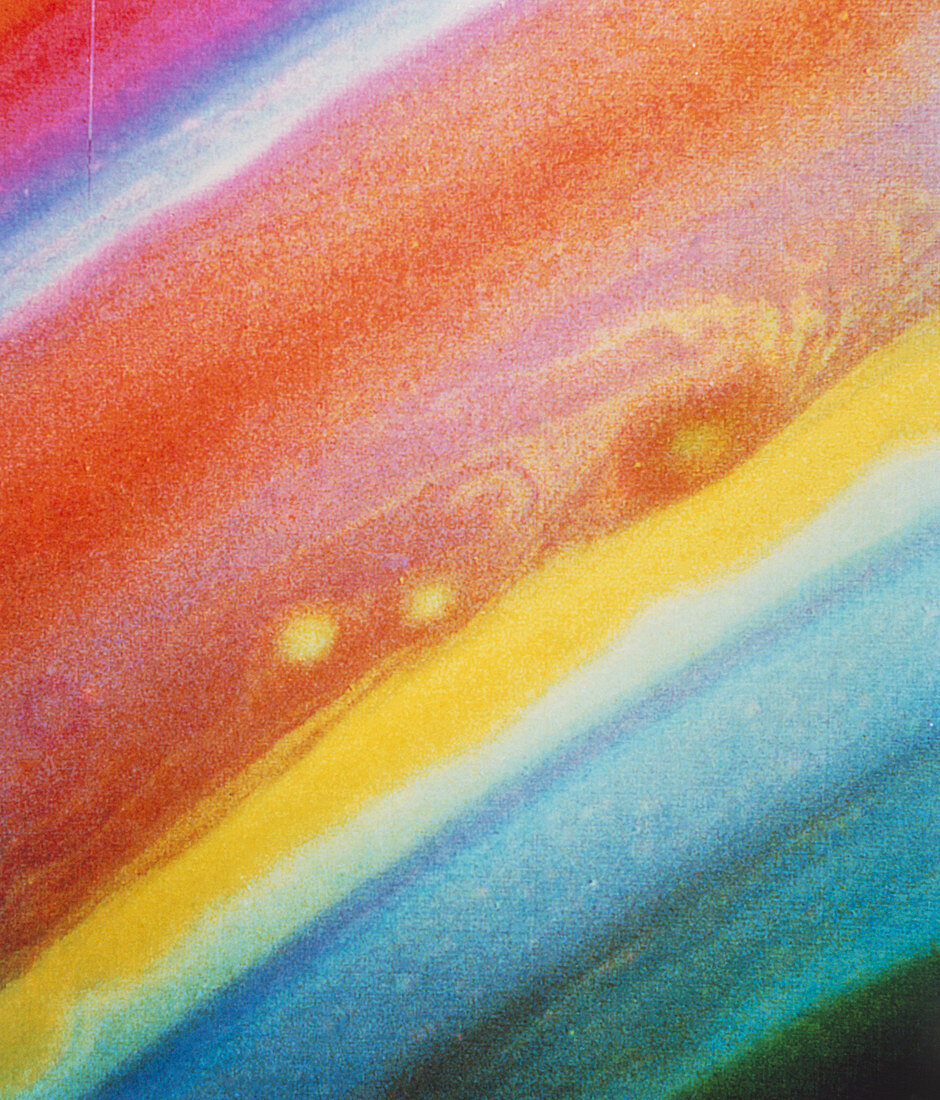 False-colour Voyager 2 image of Saturn's clouds