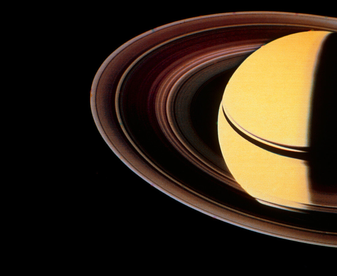 Voyager 2 photo showing Saturn & its ring system