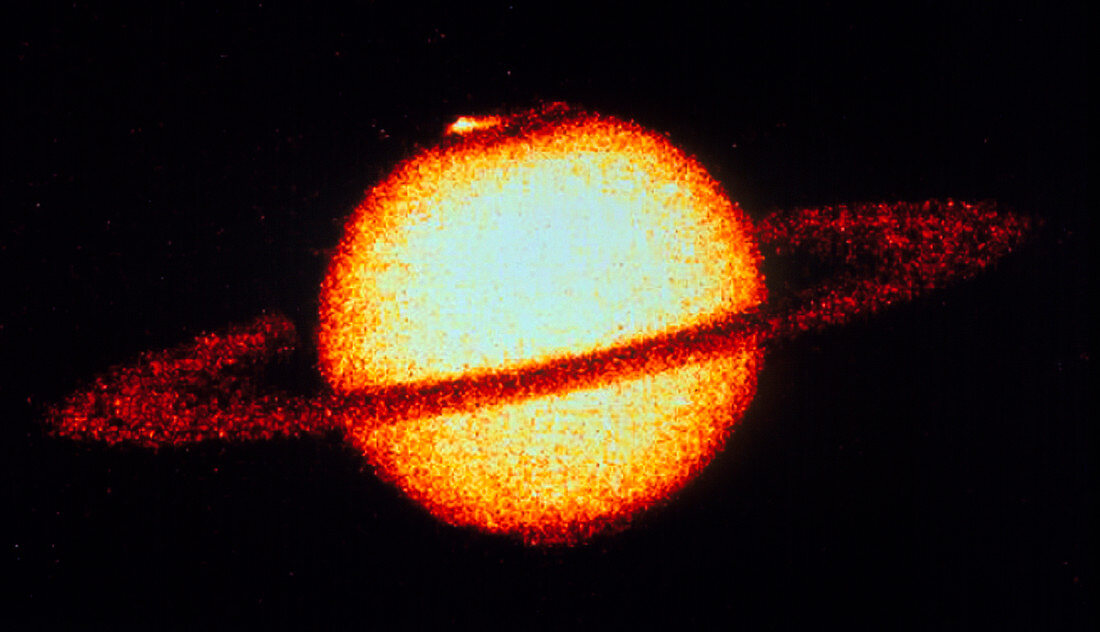 Ultraviolet image of Saturn showing aurora
