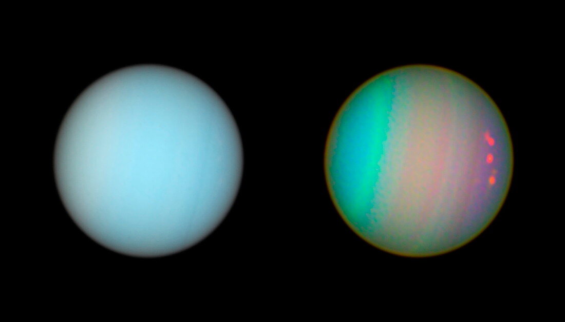 Uranus,true-colour and filtered views