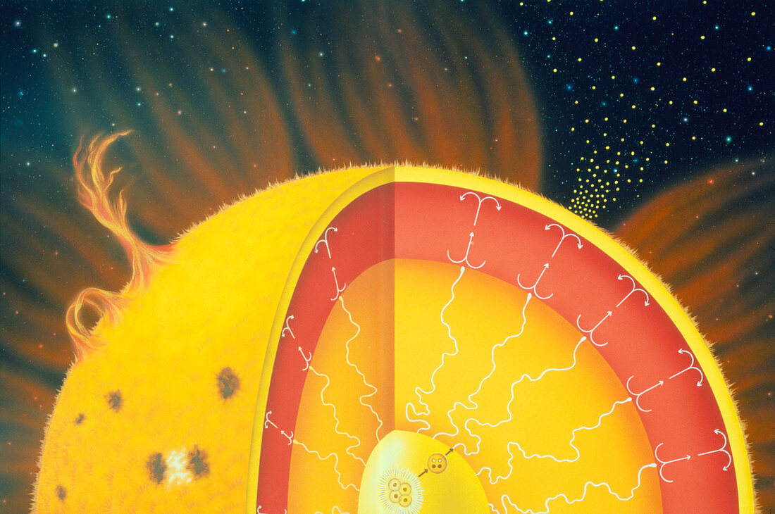Cutaway illustration of sun