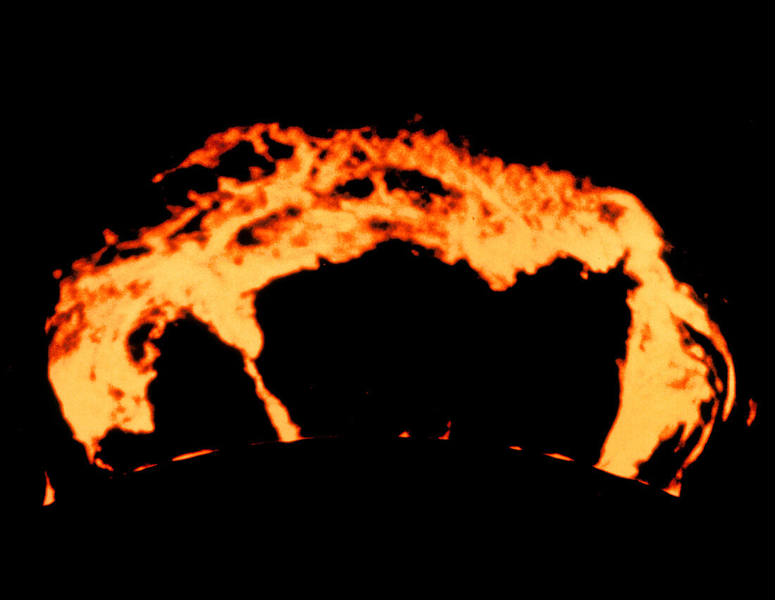 Close-up of an arching solar prominence