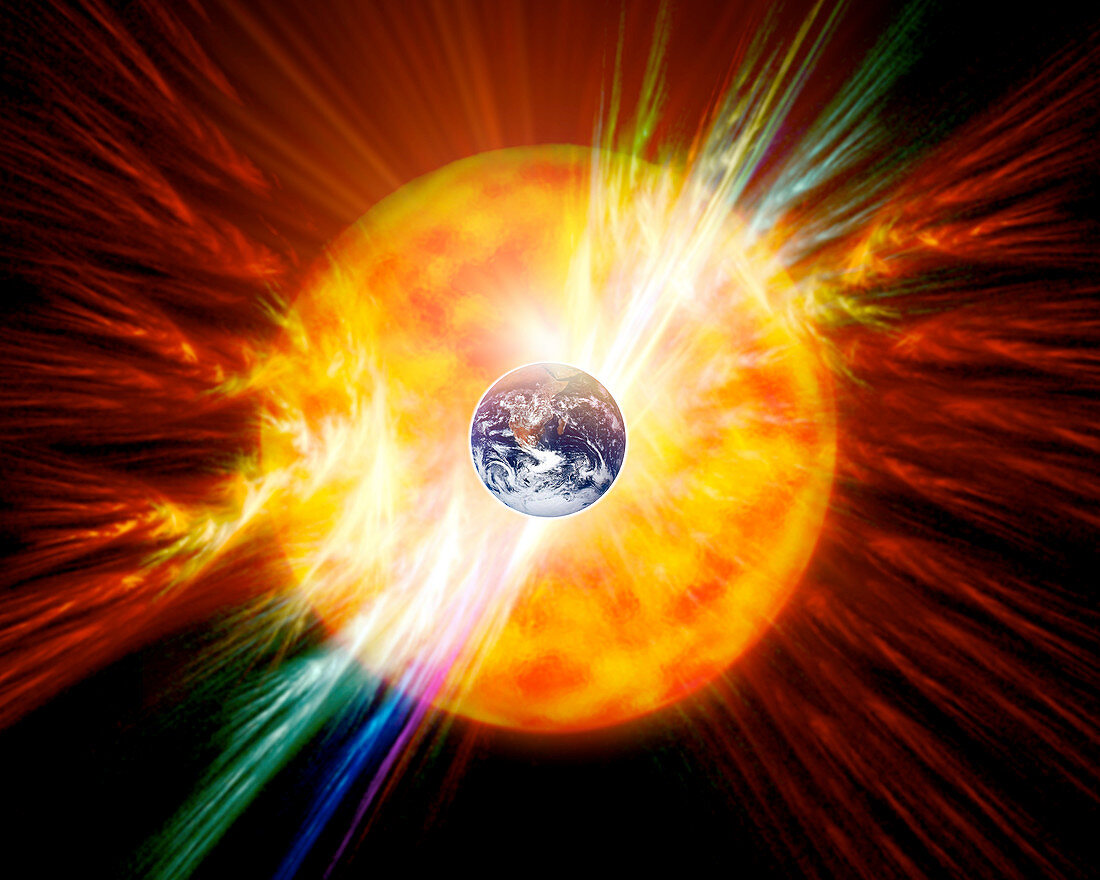 Solar flare threatening Earth