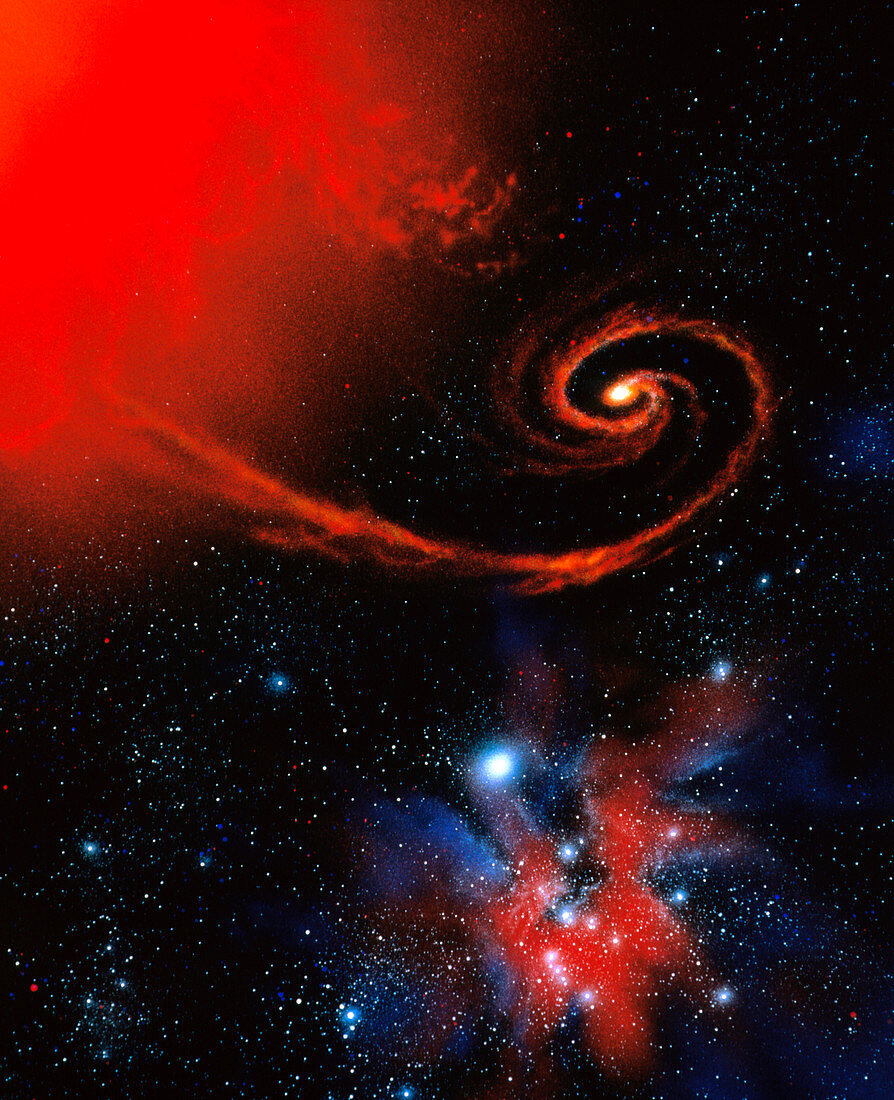 Binary star system containing black hole