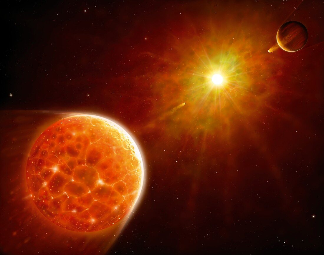 Supernova in a planetary system