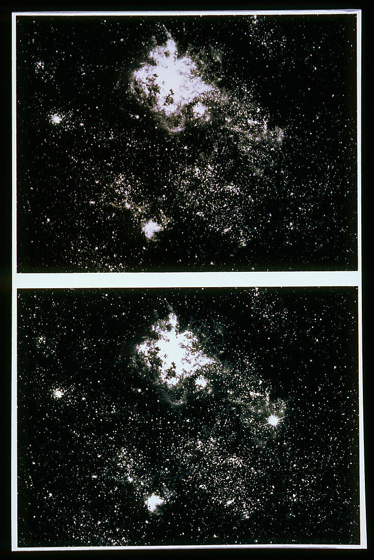 Before & after photos of supernova SN 1987A