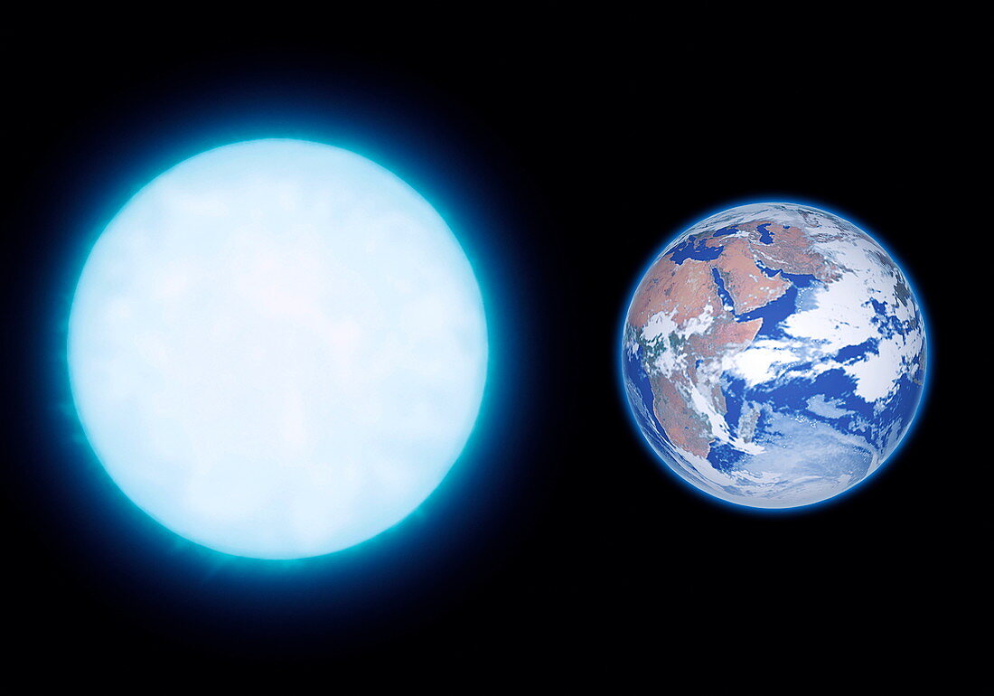 White dwarf star and Earth