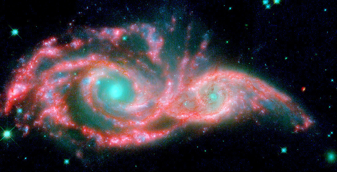 Colliding galaxies,infrared composite