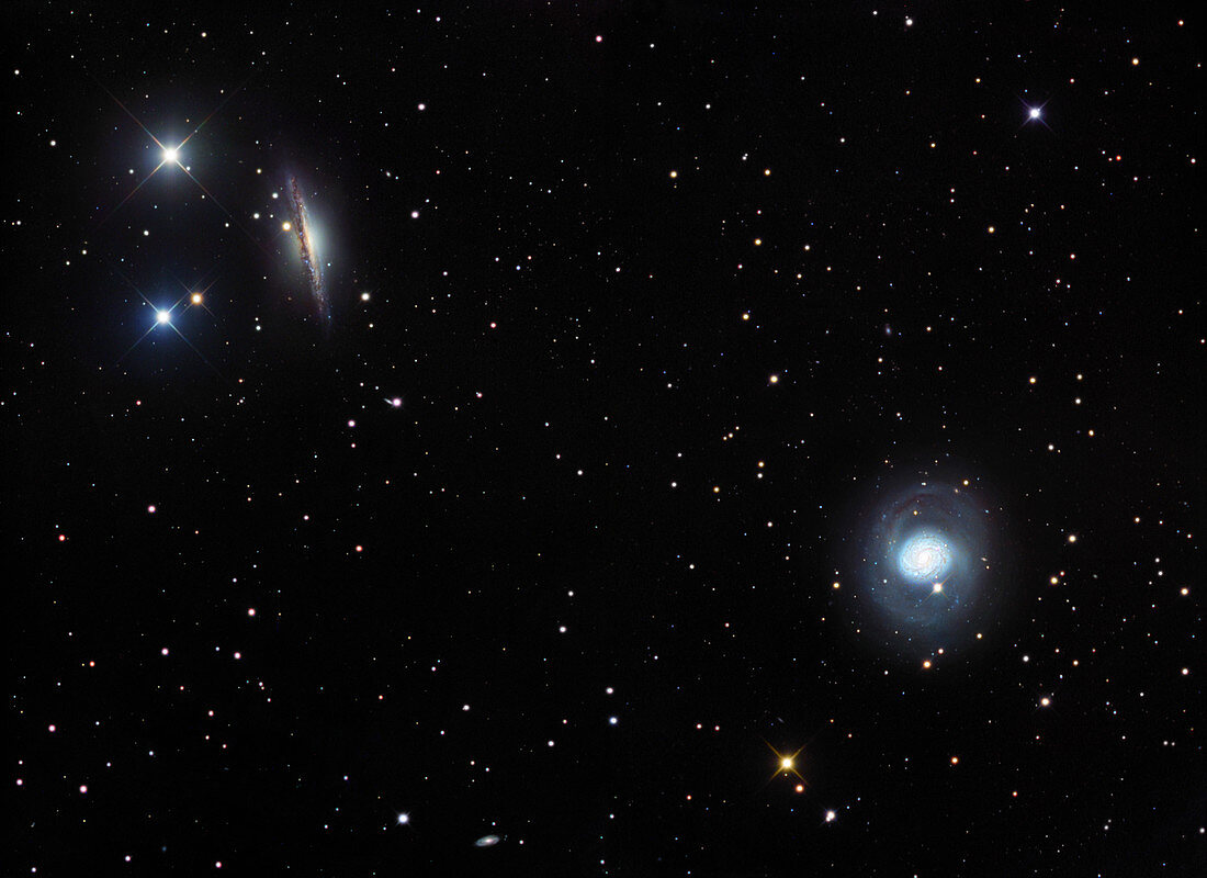 Galaxies NGC 1055 and M77,optical image