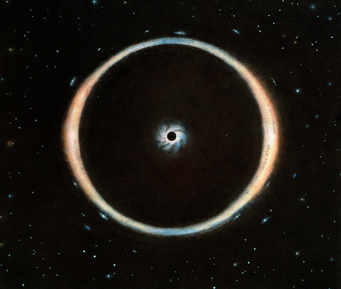 Artwork of Einstein ring due to black hole lensing