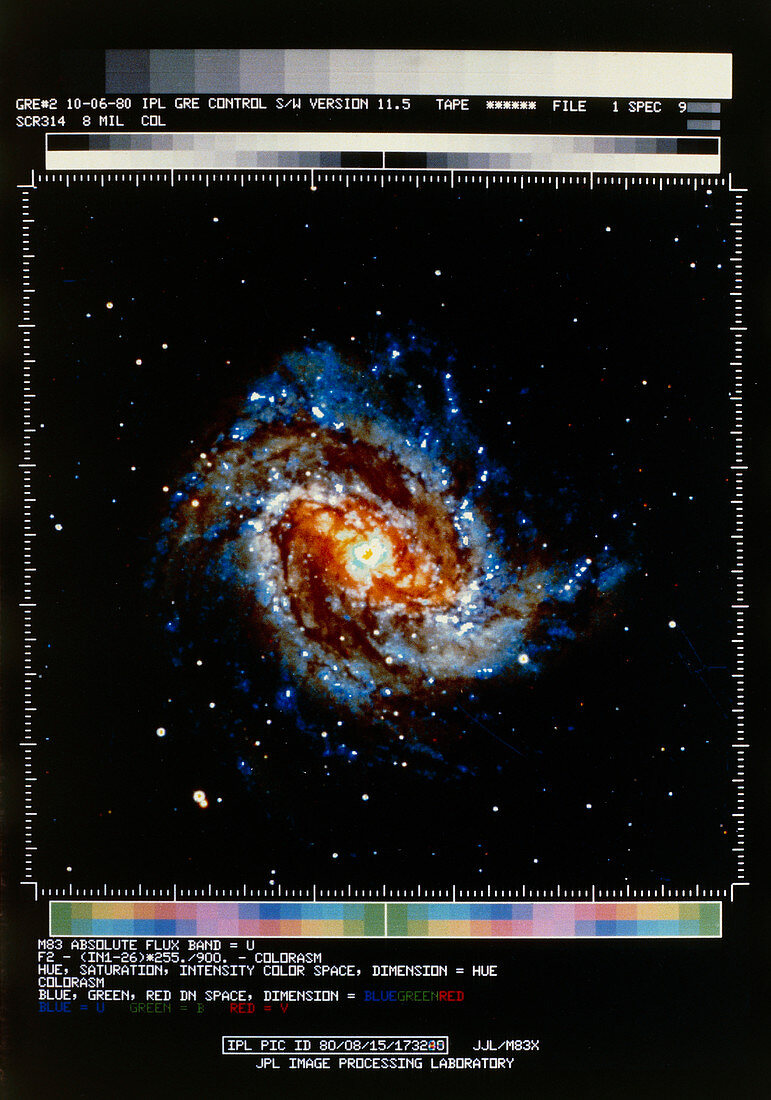 Computer-processed optical image of M83