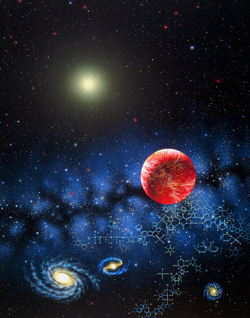 Illustration of the galactic origin of life