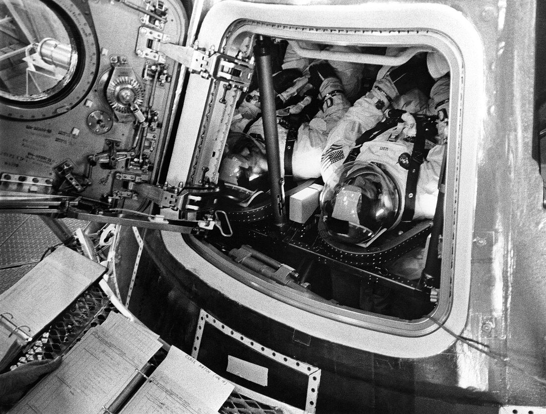 Apollo 9 astronauts in command module test