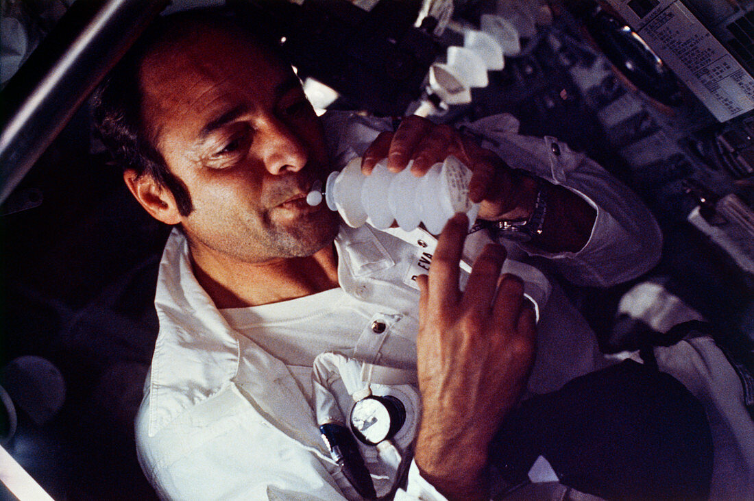 Apollo 17 astronaut drinking