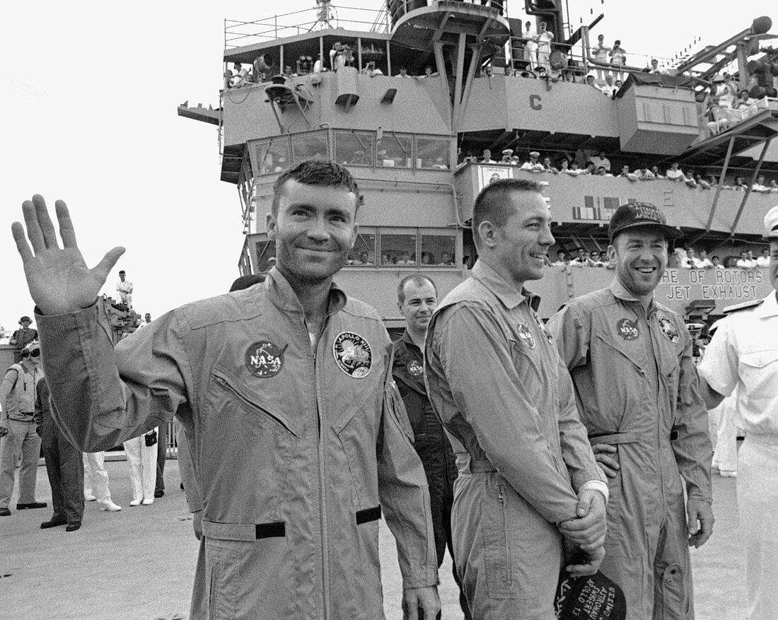Crew of Apollo 13 after returning to Earth