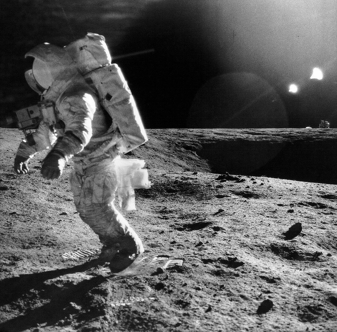 Apollo 12 astronaut on the Moon