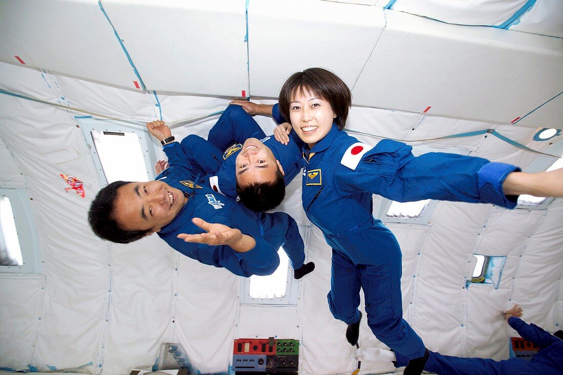 Japanese astronauts training in free fall