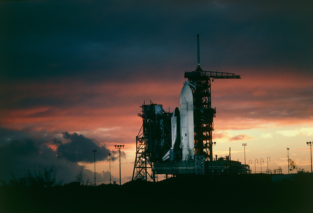 Space shuttle STS-2 on launchpad