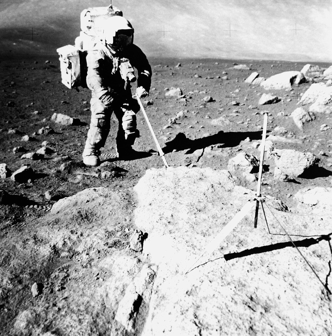 Apollo 17 photo of soil sample collection,gnomon
