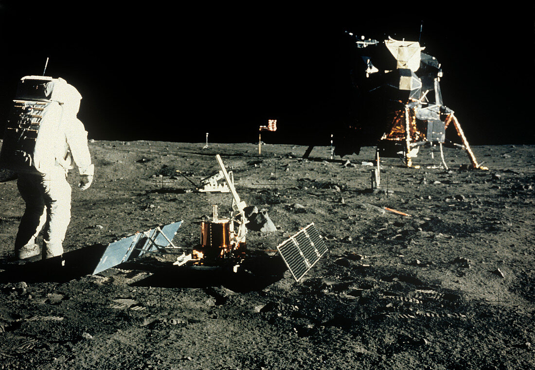 Apollo 11 astronaut Buzz Aldrin near lunar module