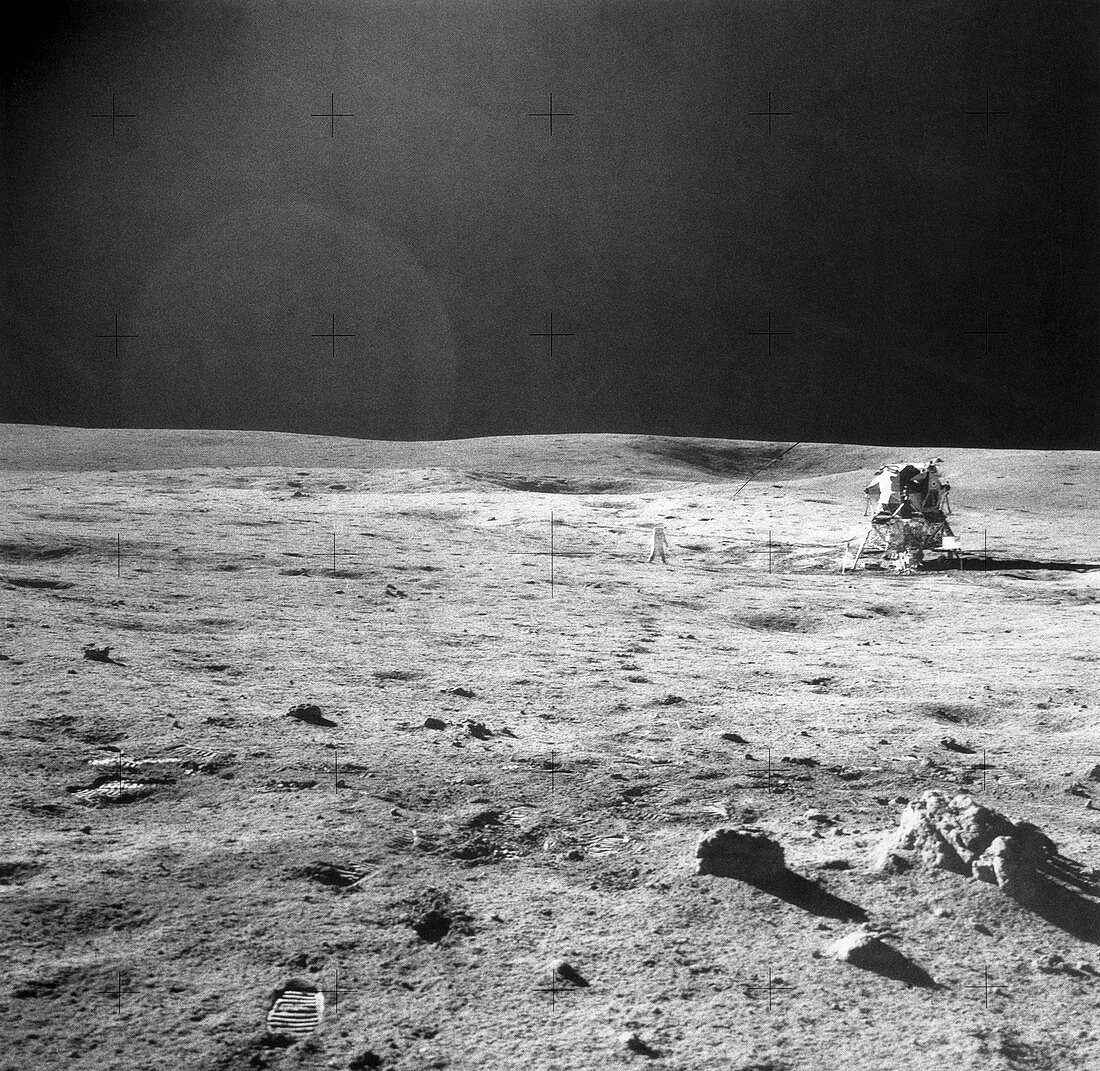 Apollo 14 & Shepard on Moon near Fra Mauro
