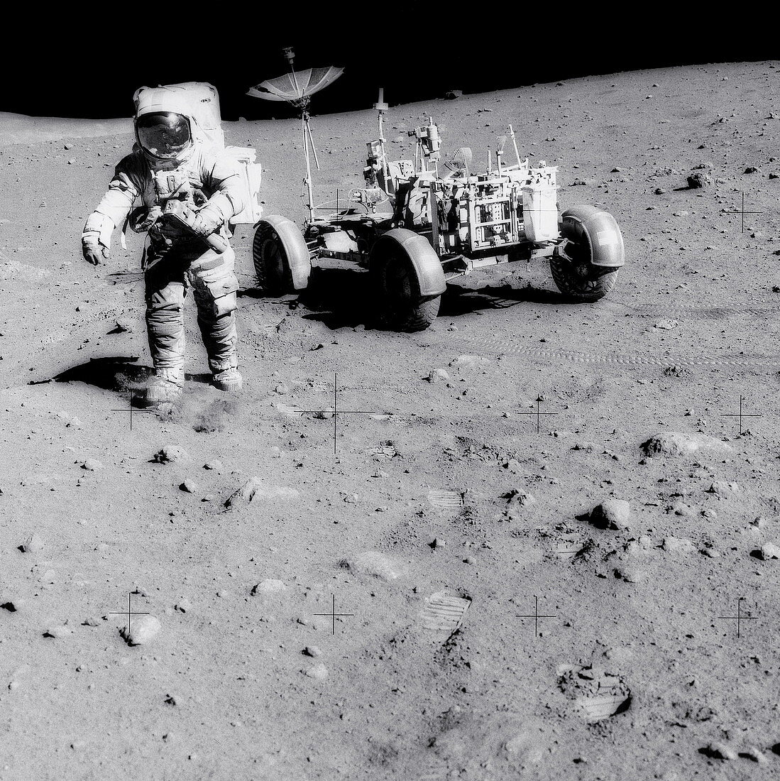 Apollo 15 astronaut and Lunar rover