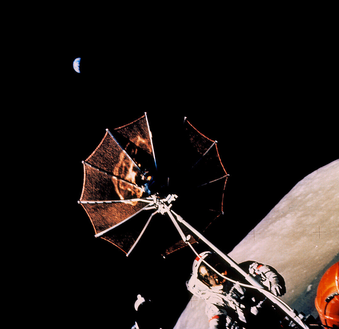 Antenna of LRV pointing to Earth,Apollo 17