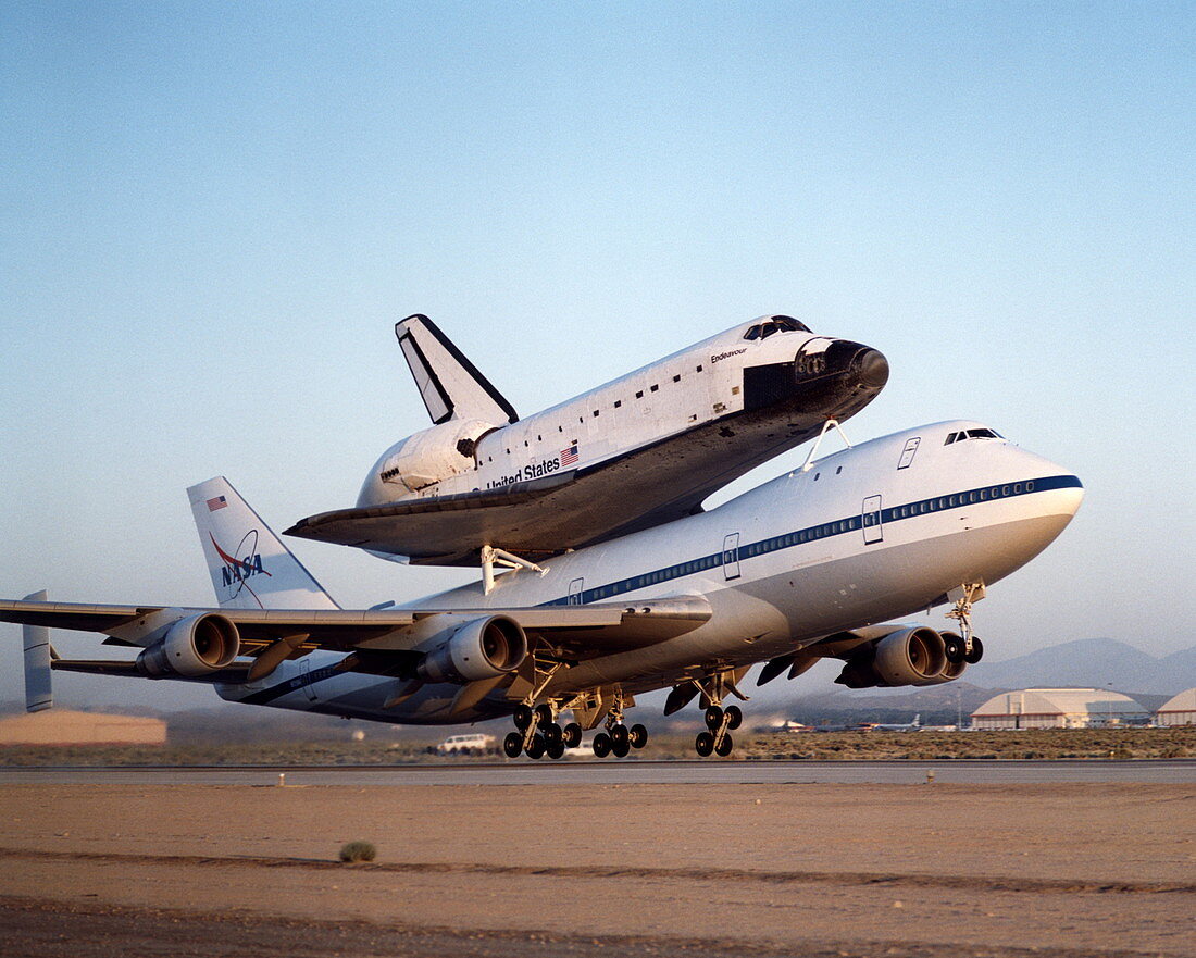 Space shuttle Endeavour on a 747