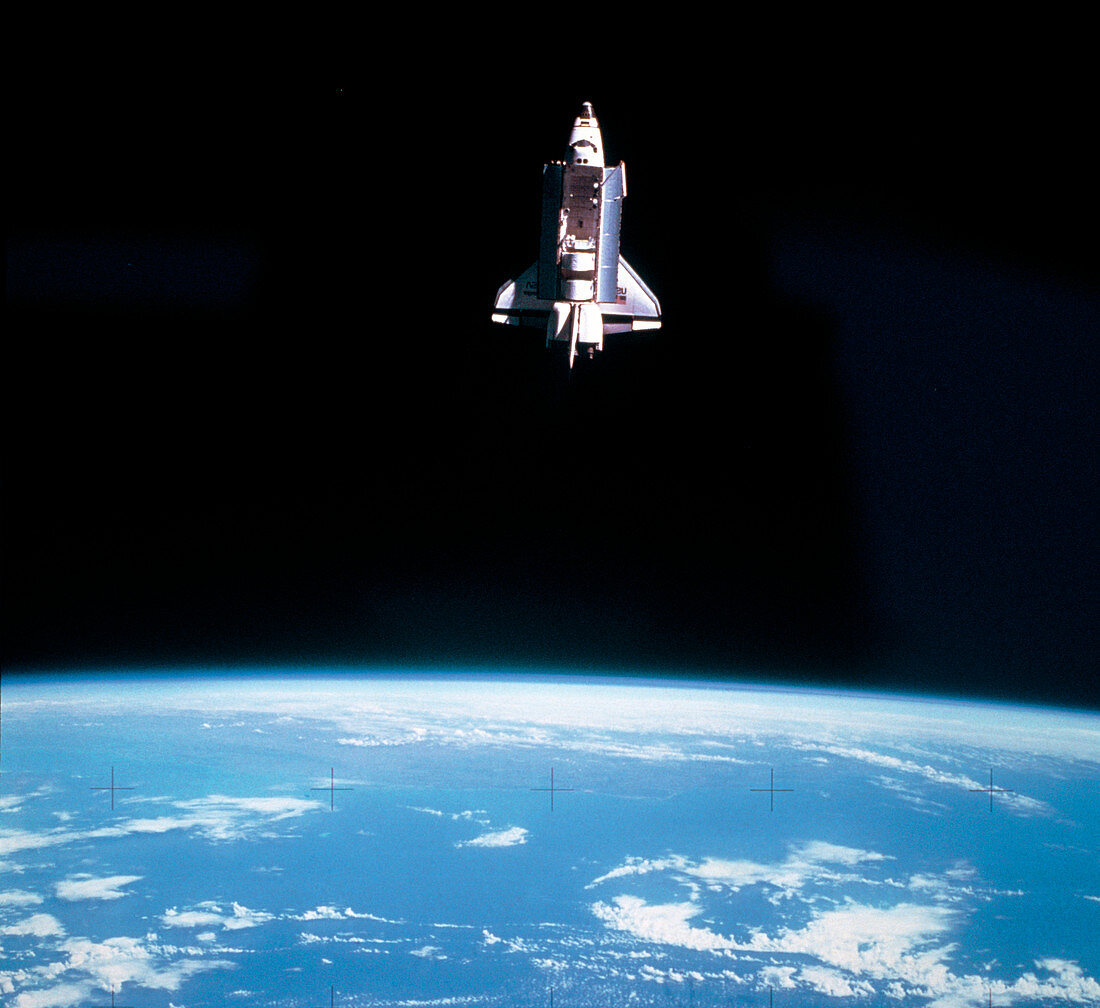 Space shuttle Challenger during mission STS-7