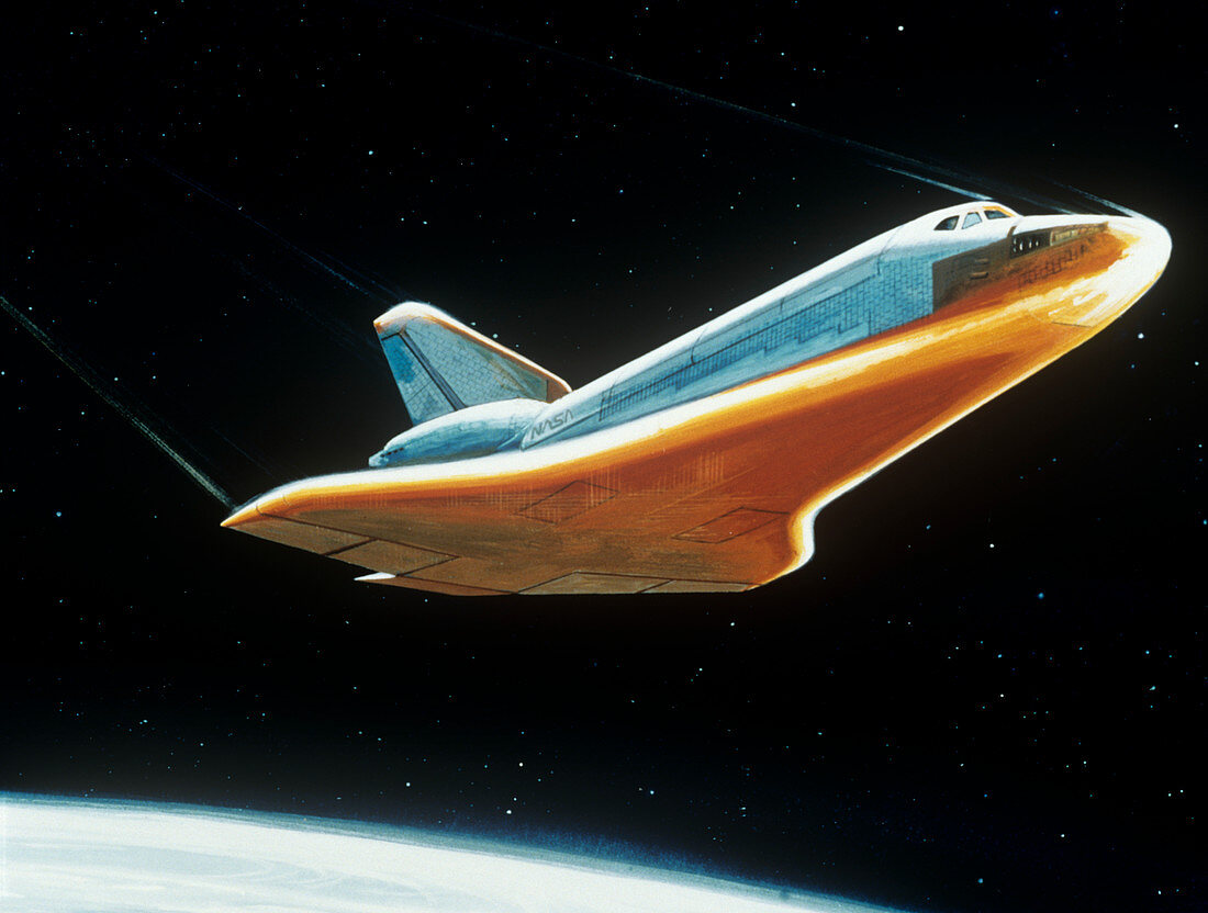 Artist impression of shuttle during re-entry
