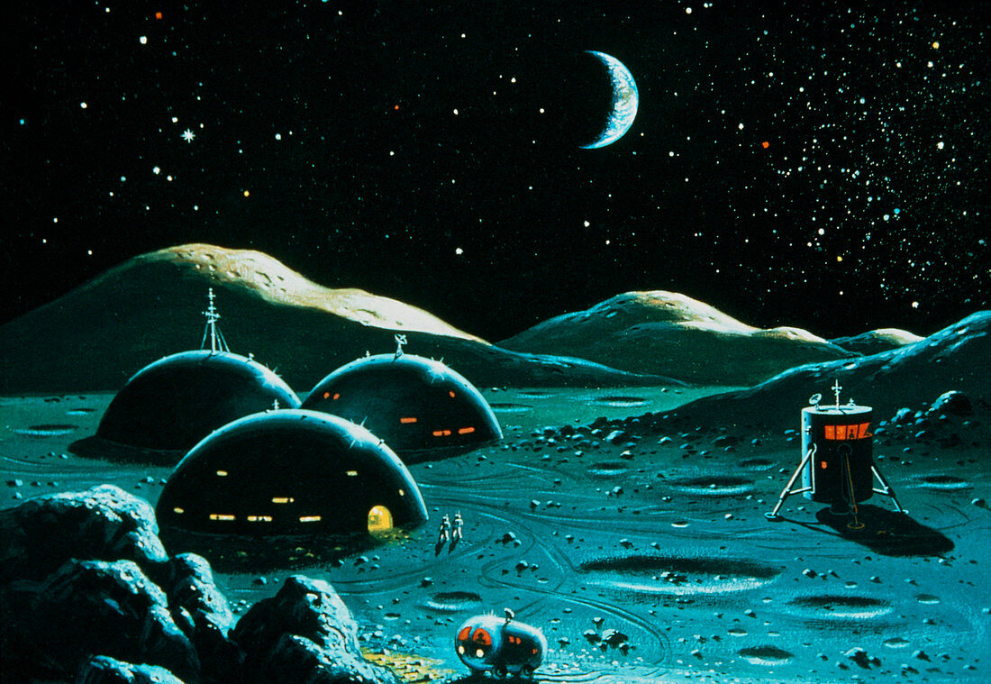 Artwork of a lunar base