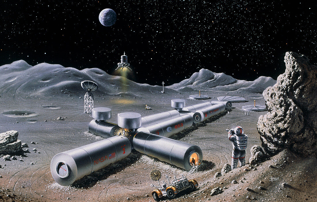 Artist's impression of a manned lunar base